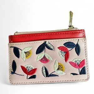 Accessorize Multi-coloured floral embroidered leather card holder